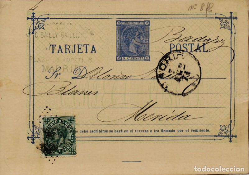 Sellos: FA4542. Tarjeta postal de Madrid a Merida - Foto 1