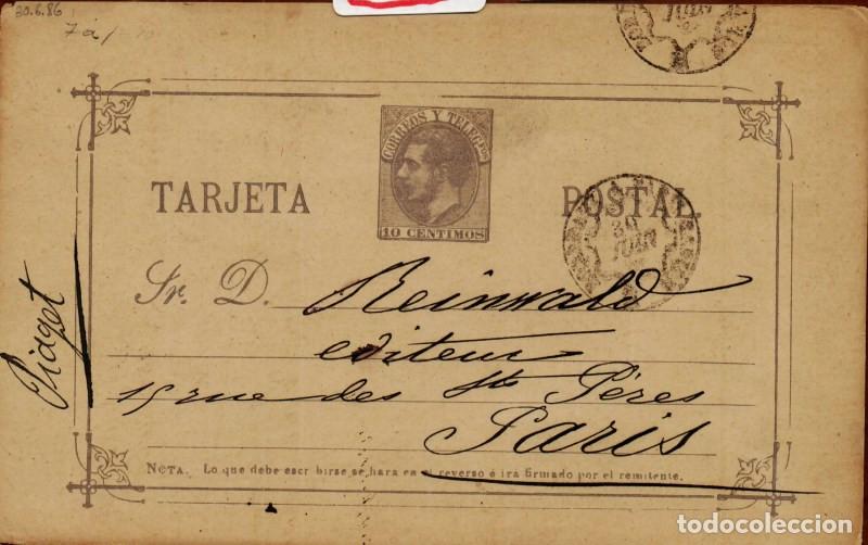 Sellos: FA4765. 1886, Tarjeta postal dirigida a Paris (Francia)