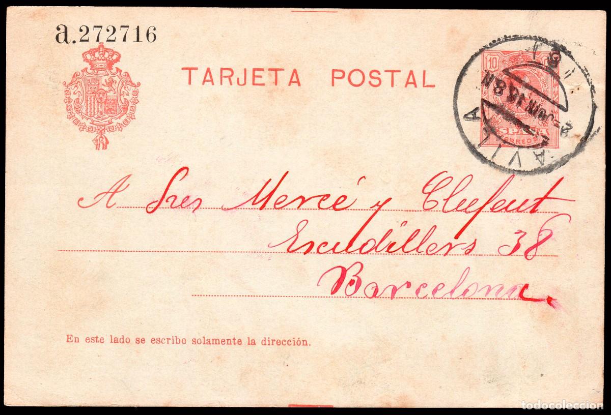 Sellos: &Aacute;vila - Edi o EP 49Ba - Entero postal serie &rdquo;a&rdquo; rojo sobre amarillo - Mat &rdquo;&Aacute;vila 2/6/16&rdquo;