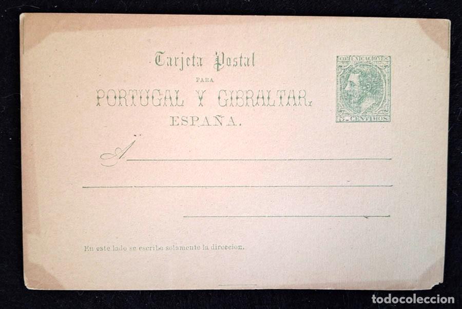 Sellos: Entero postal del reinado de Alfonso XII, para su env&iacute;o a Portugal y Gibraltar, 5 c&eacute;ntimos