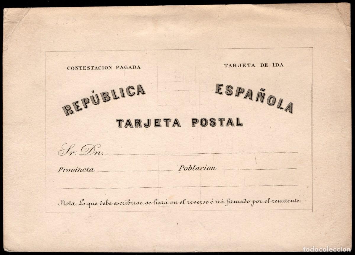 Sellos: 1874.MNG.Ed:(*)6PaEP.Entero Postal.1&ordf;Rep&uacute;blica.Sin valor,negro.PRUEBA CALCOGRAFICA.Tarjeta de ida
