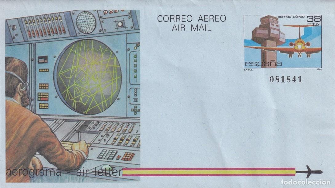 Briefmarken: Aerograma Espa&ntilde;a 1984 Edifil 208 - Torres de Control y Medios Auxiliares de Vuelo Aeropuerto Girona