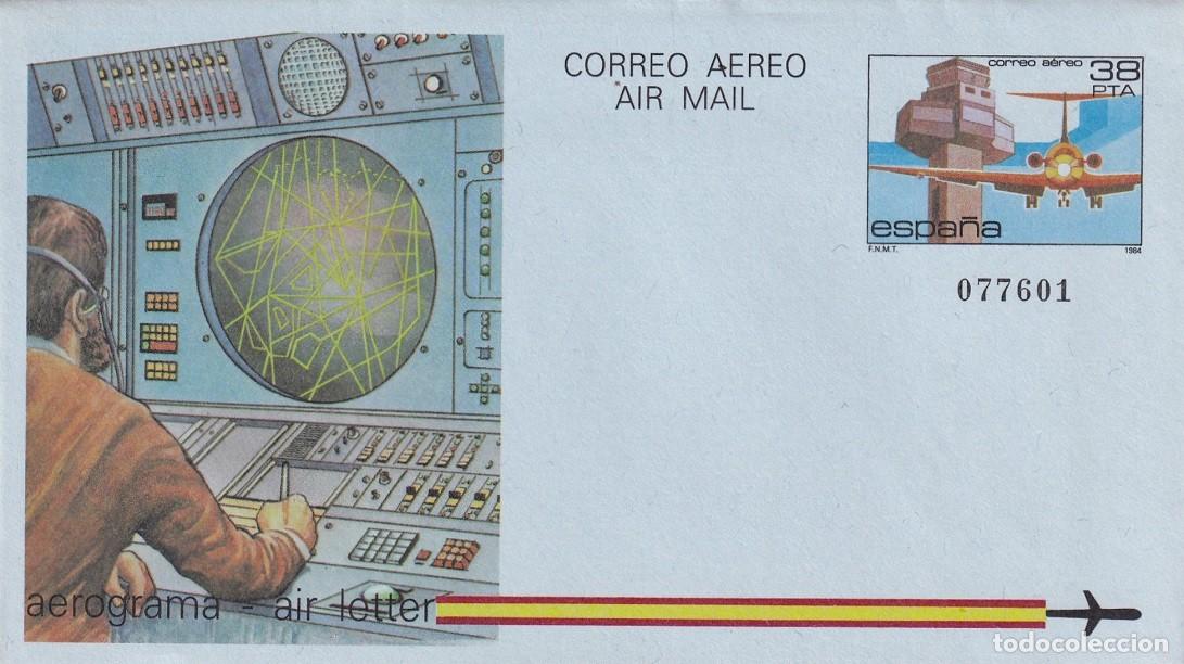 Briefmarken: Aerograma Espa&ntilde;a 1984 Edifil 208 - Torres de Control y Medios Auxiliares de Vuelo Aeropuerto Girona