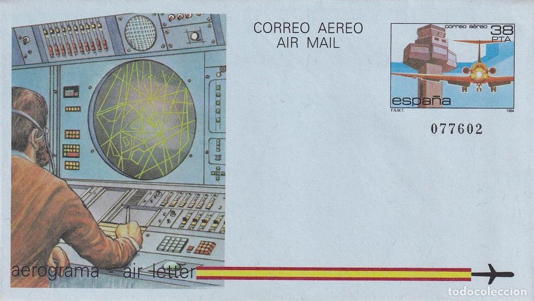 Francobolli: Aerograma Espa&ntilde;a 1984 Edifil 208 - Torres de Control y Medios Auxiliares de Vuelo Aeropuerto Girona