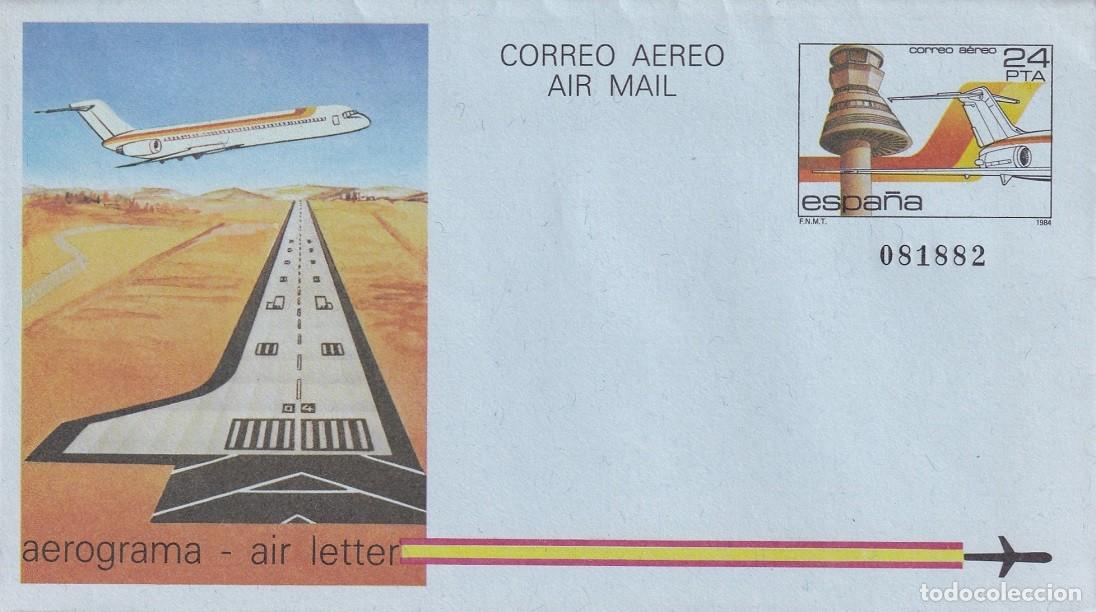 Francobolli: Aerograma Espa&ntilde;a 1984 Edifil 206 Torres Control y Medios Auxiliares Vuelo Aeropuerto Vitoria Foronda