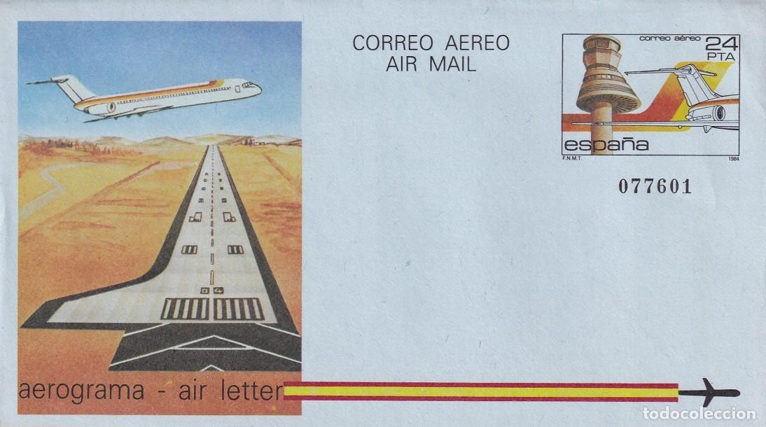 Briefmarken: Aerograma Espa&ntilde;a 1984 Edifil 206 Torres Control y Medios Auxiliares Vuelo Aeropuerto Vitoria Foronda