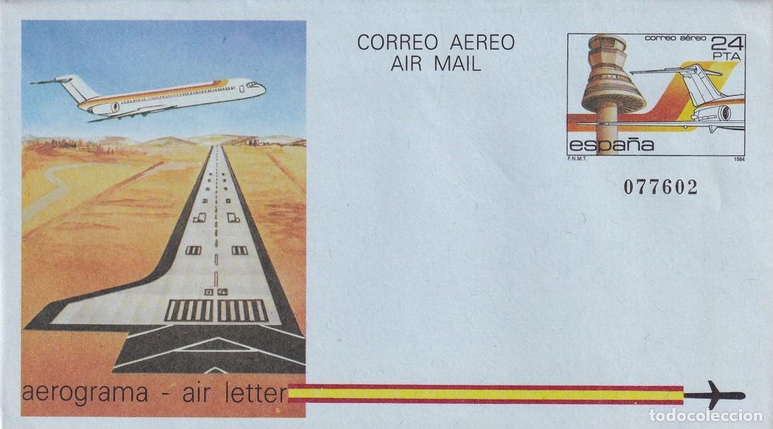 Francobolli: Aerograma Espa&ntilde;a 1984 Edifil 206 Torres Control y Medios Auxiliares Vuelo Aeropuerto Vitoria Foronda