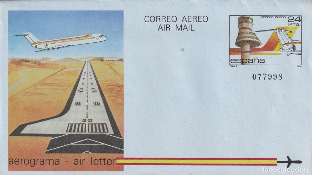 Sellos: Aerograma Espa&ntilde;a 1984 Edifil 206 Torres Control y Medios Auxiliares Vuelo Aeropuerto Vitoria Foronda