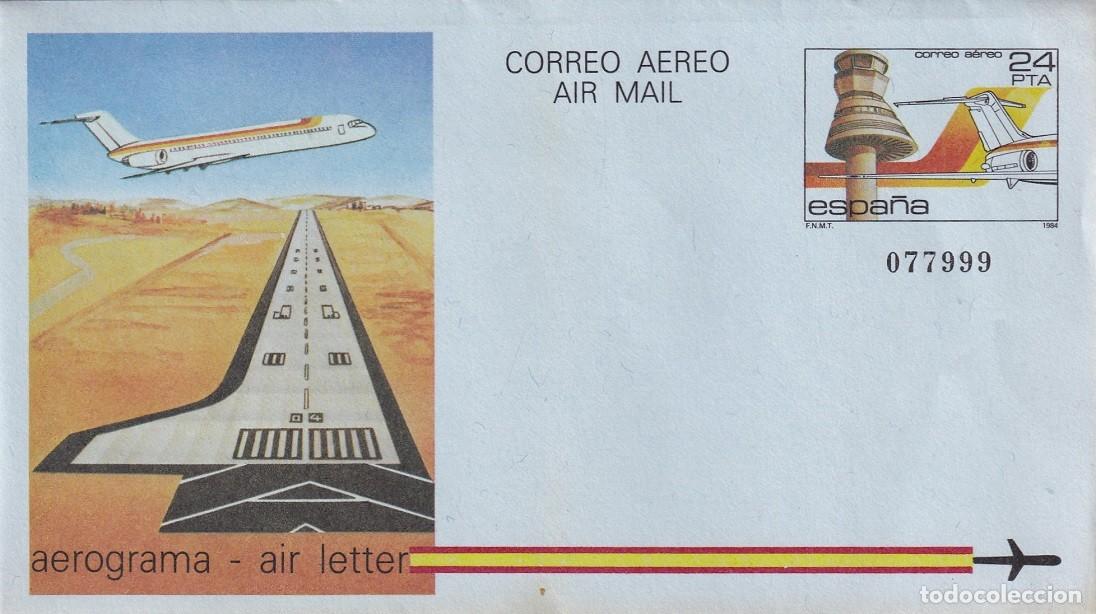 Sellos: Aerograma Espa&ntilde;a 1984 Edifil 206 Torres Control y Medios Auxiliares Vuelo Aeropuerto Vitoria Foronda