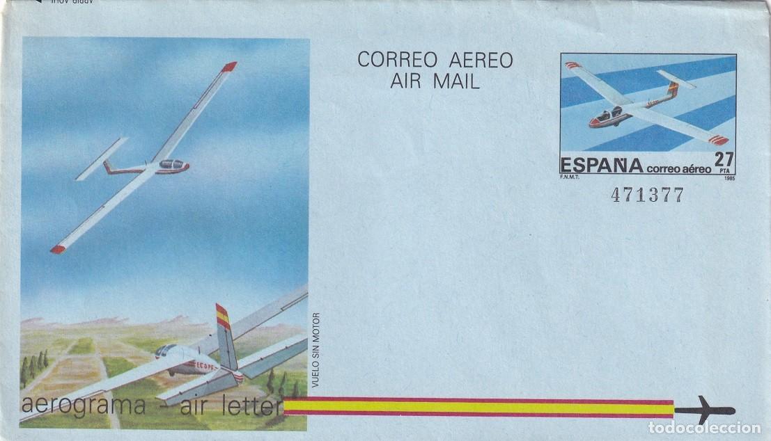 Sellos: Aerograma Espa&ntilde;a 1985 - Vuelo sin Motor (Veleros) - Edifil 209 - Planeadores - Modelo entrenamiento