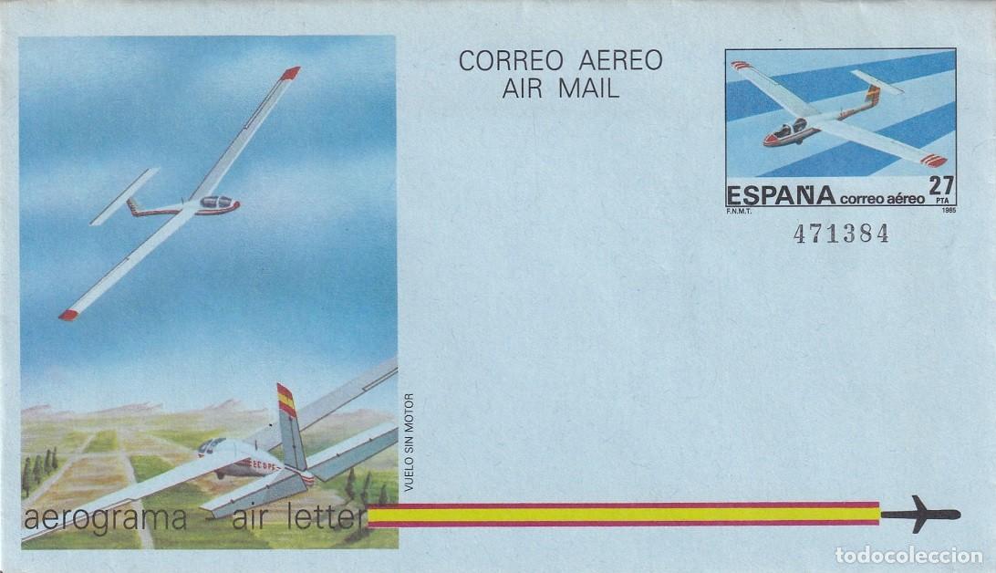 Stamps: Aerograma Espa&ntilde;a 1985 - Vuelo sin Motor (Veleros) - Edifil 209 - Planeadores - Modelo entrenamiento