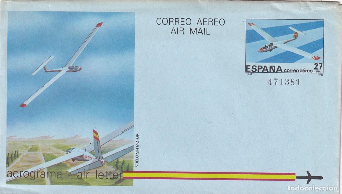 Sellos: Aerograma Espa&ntilde;a 1985 - Vuelo sin Motor (Veleros) - Edifil 209 - Planeadores - Modelo entrenamiento