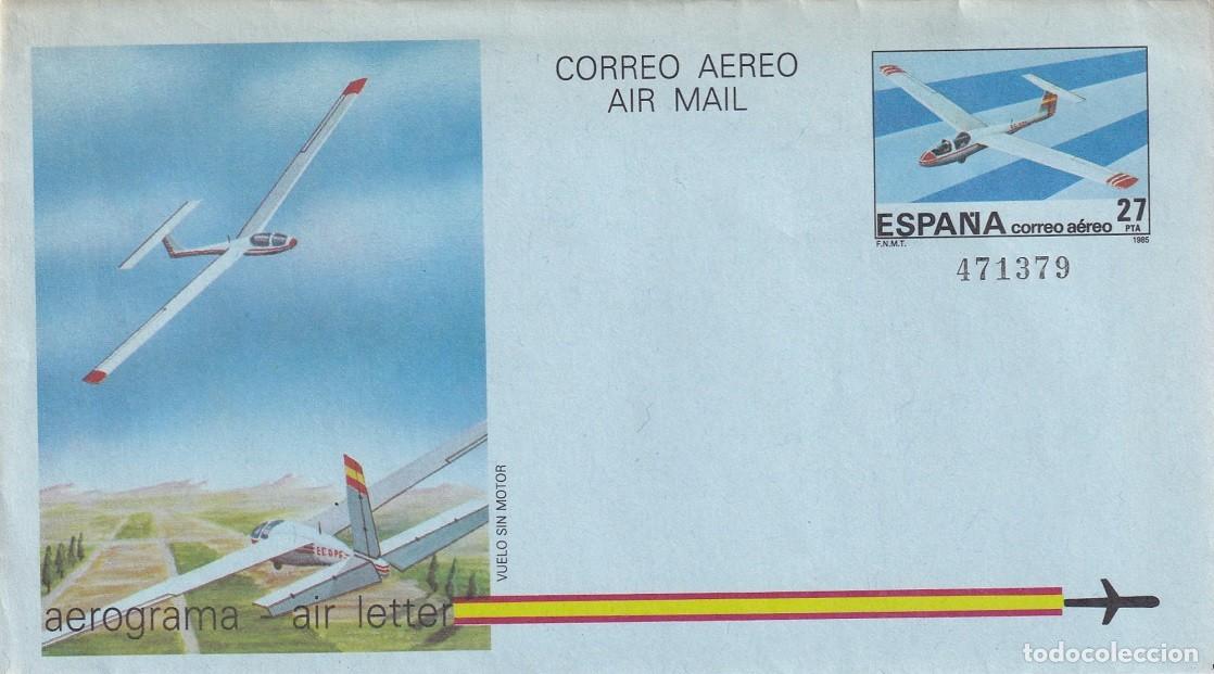Sellos: Aerograma Espa&ntilde;a 1985 - Vuelo sin Motor (Veleros) - Edifil 209 - Planeadores - Modelo entrenamiento