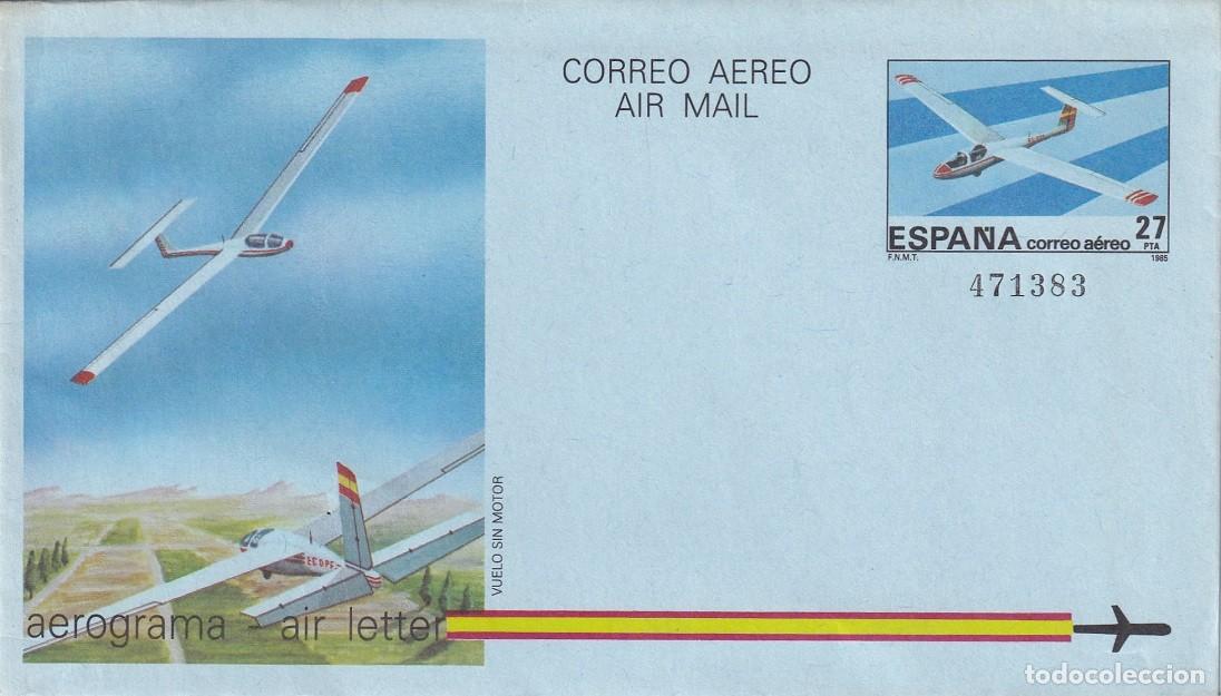 Sellos: Aerograma Espa&ntilde;a 1985 - Vuelo sin Motor (Veleros) - Edifil 209 - Planeadores - Modelo entrenamiento