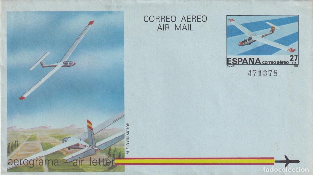 Sellos: Aerograma Espa&ntilde;a 1985 - Vuelo sin Motor (Veleros) - Edifil 209 - Planeadores - Modelo entrenamiento