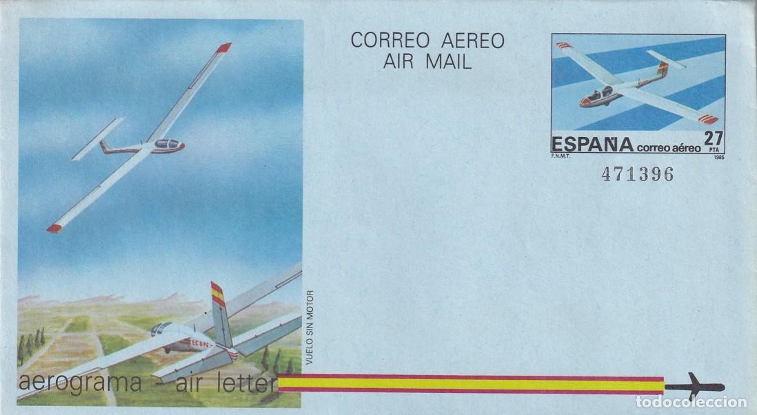 Francobolli: Aerograma Espa&ntilde;a 1985 - Vuelo sin Motor (Veleros) - Edifil 209 - Planeadores - Modelo entrenamiento