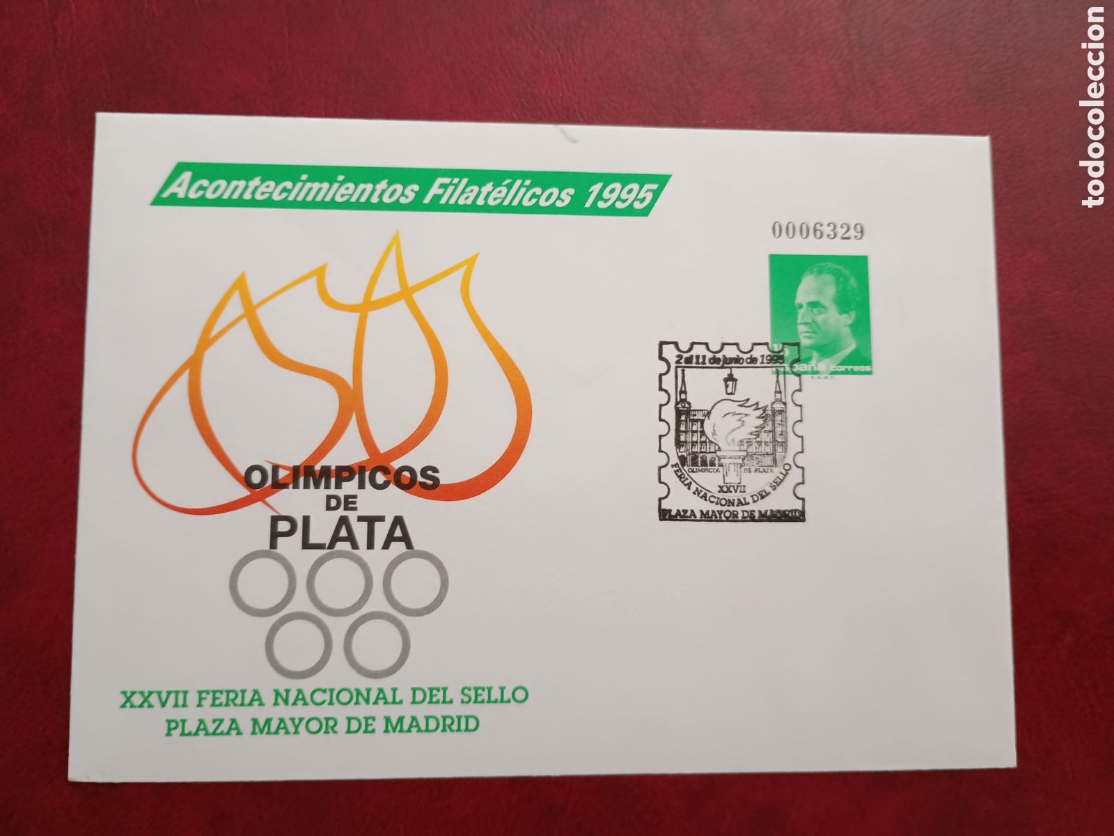 Sellos: ESPA&Ntilde;A 1995 - XXVII FERIA NACIONAL DEL SELLO, MADRID - SOBRE ENTERO POSTAL EDIFIL 27A