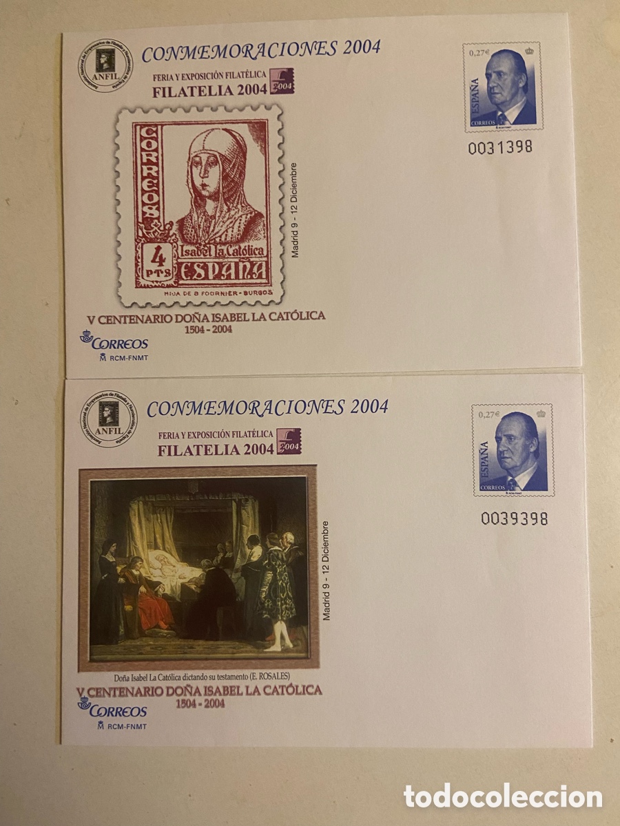 Timbres: ENTERO POSTAL ISABEL LA CATOLICA . EXPOSICION FILATELIA 2004. EDIFIL N&ordm; 96 A&Ntilde;O 2004 (2 SOBRES)