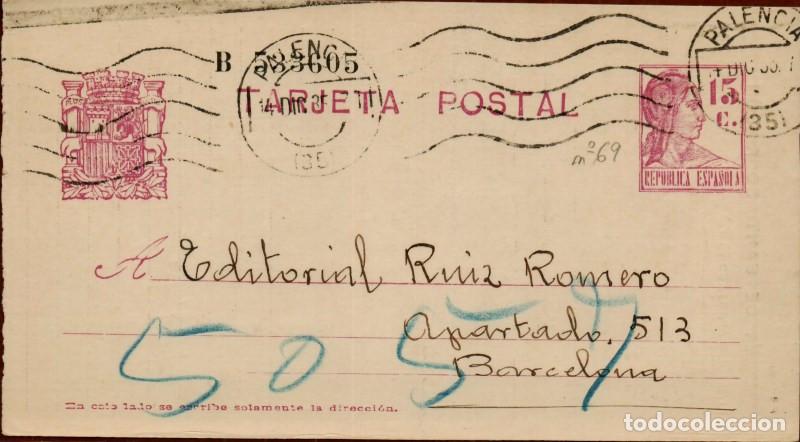 Sellos: FA4725. Tarjeta postal circulada de Palencia a Barcelona
