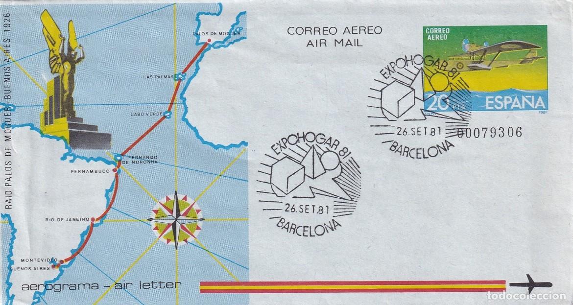Sellos: Aerograma Espa&ntilde;a 1981 Edifil 208 - 55 Aniversario Raid Palos de Moguer-Buenos Aires Vuelo Plus Ultra