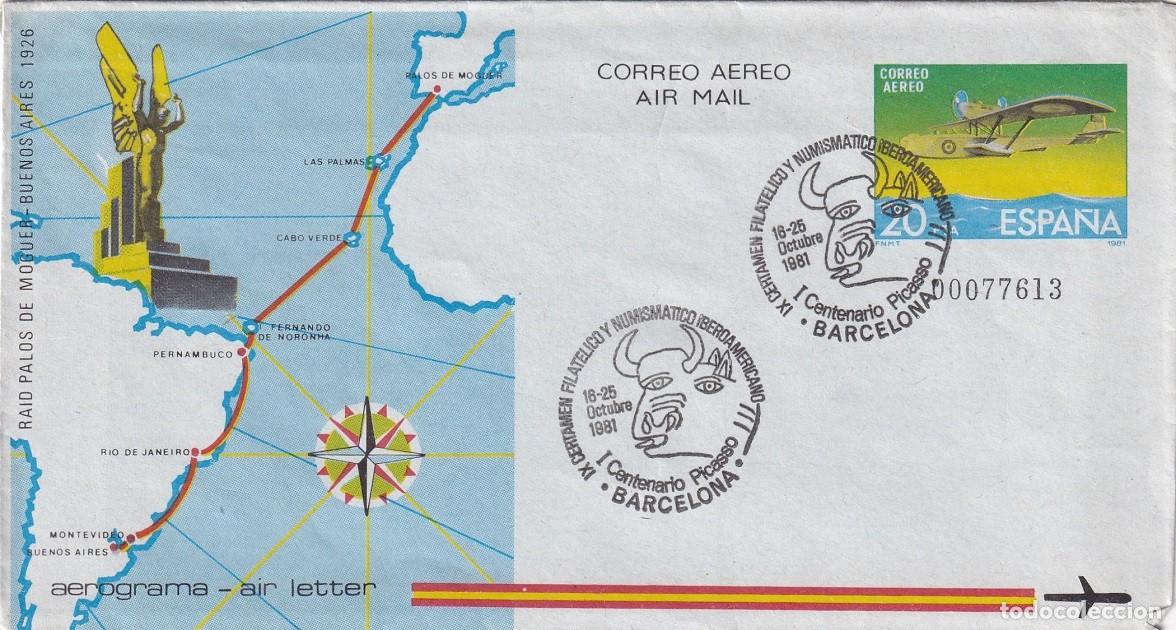 Sellos: Aerograma Espa&ntilde;a 1981 Edifil 208 - 55 Aniversario Raid Palos de Moguer-Buenos Aires Vuelo Plus Ultra