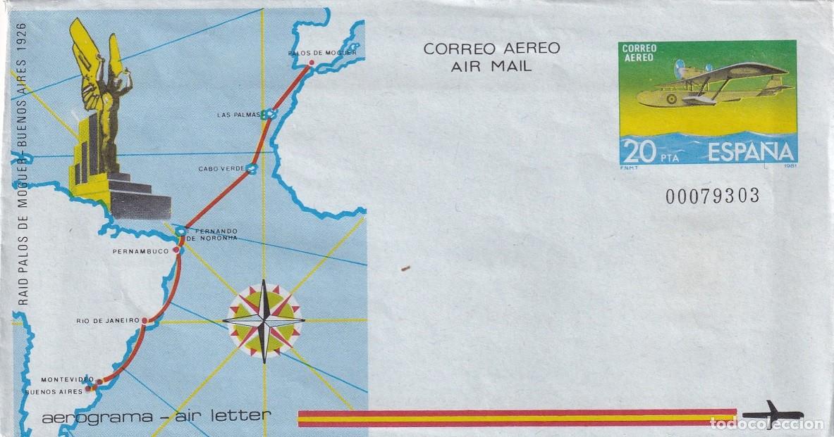 Sellos: Aerograma Espa&ntilde;a 1981 Edifil 208 - 55 Aniversario Raid Palos de Moguer-Buenos Aires Vuelo Plus Ultra