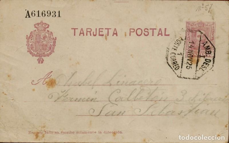 Sellos: FA4473. 1925, Entero postal dirigido a San Sebastian