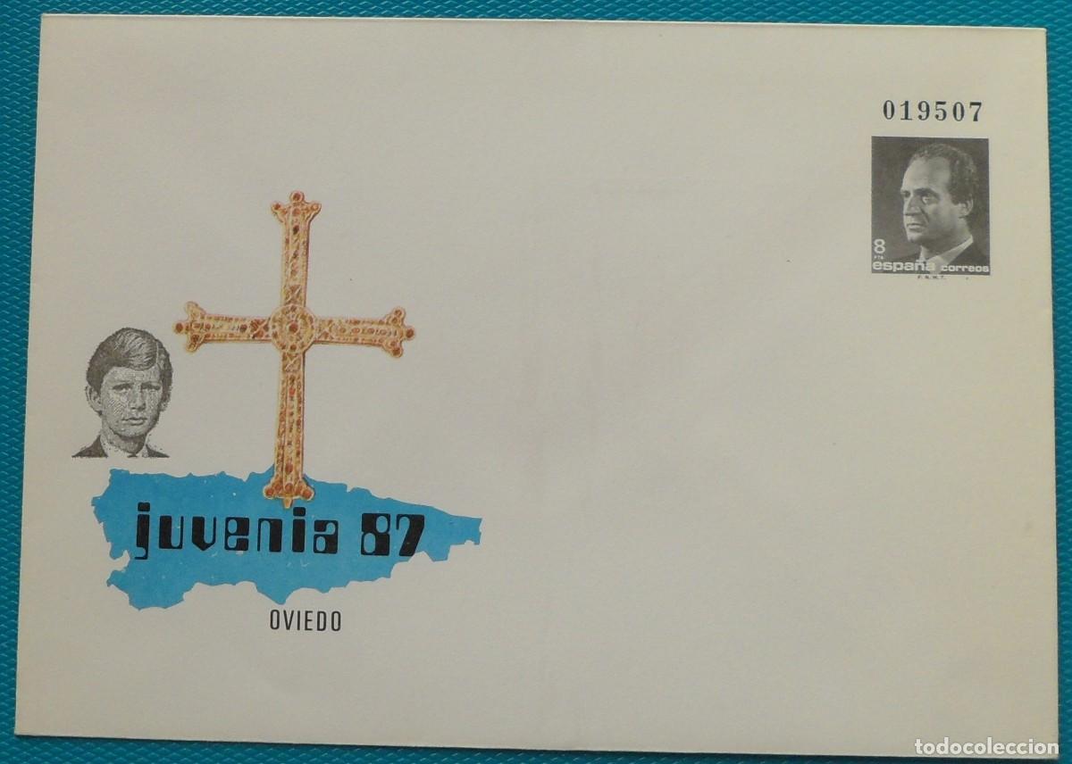 Sellos: 1987-ESPA&Ntilde;A-SOBRES ENTERO POSTALES-VER FOTO-N&ordm;9-EXPO.JUVENIA 87-OVIEDO