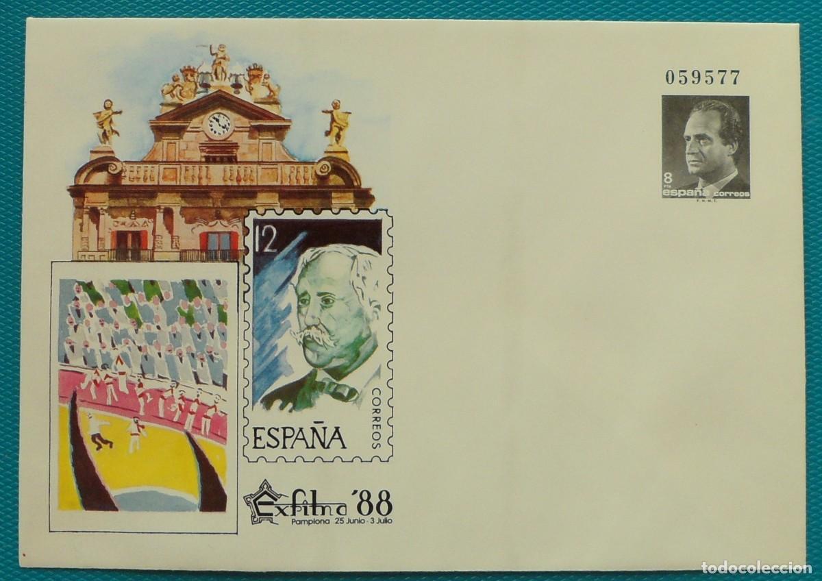 Sellos: 1988-ESPA&Ntilde;A-SOBRES ENTERO POSTALES-VER FOTO-N&ordm;10B-EXFILNA 88-PAMPLONA