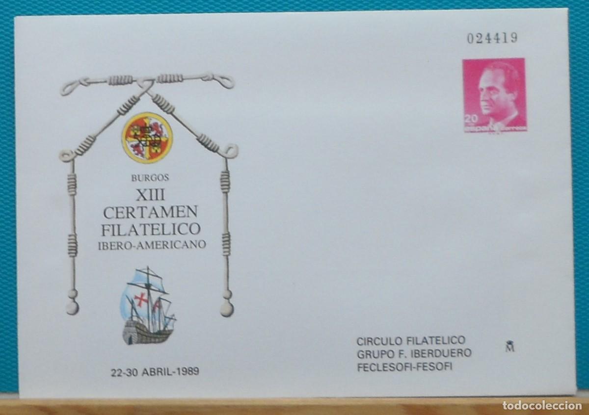 Sellos: 1989-ESPA&Ntilde;A-SOBRES ENTERO POSTALES-VER FOTO-N&ordm;12-IBEROAMERICANO-BURGOS