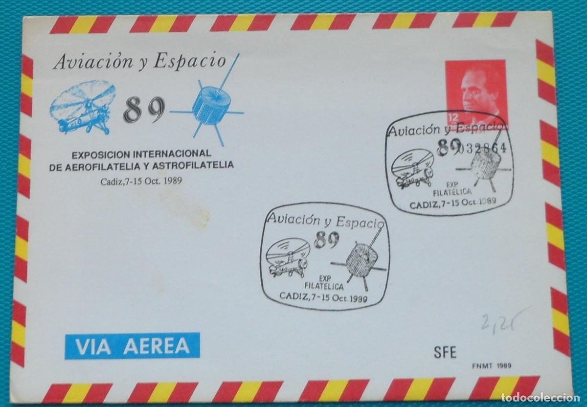 Sellos: 1989-ESPA&Ntilde;A-SOBRES ENTERO POSTALES-VER FOTO-N&ordm;14-AVIACION Y ESPACIO 89-CADIZ