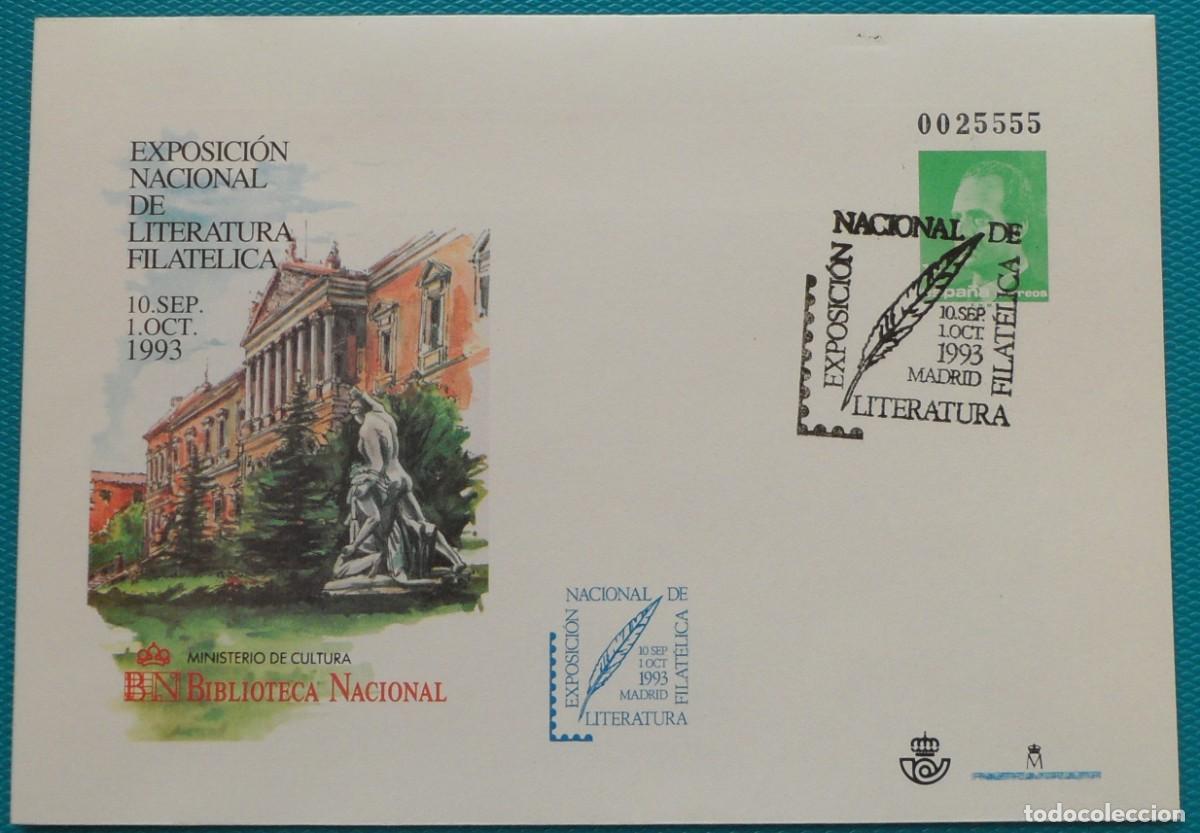 Sellos: 1993-ESPA&Ntilde;A-SOBRES ENTERO POSTALES-VER FOTO-N&ordm;19-EXPO.NACIONAL DE LITERATURA FILATELICA-MADRID