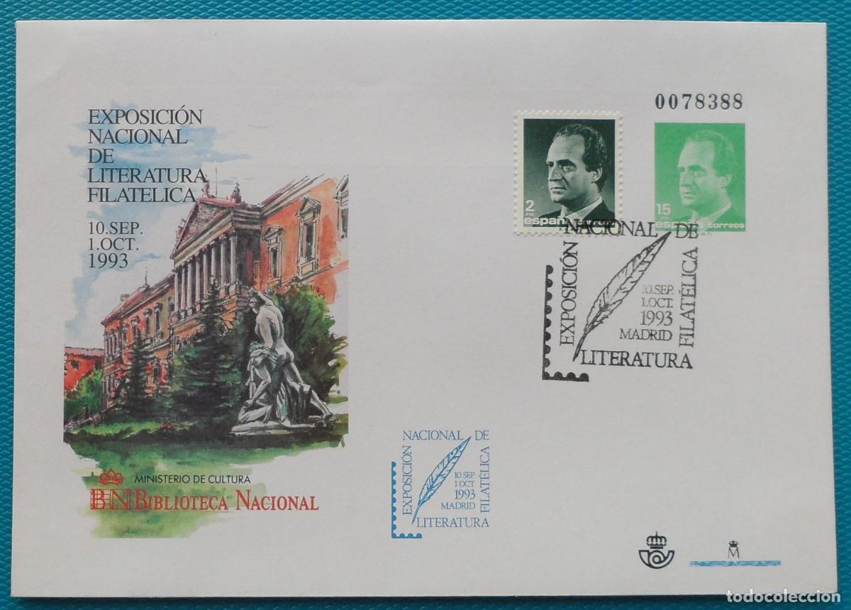 Sellos: 1993-ESPA&Ntilde;A-SOBRES ENTERO POSTALES-VER FOTO-N&ordm;19-EXPO.NACIONAL DE LITERATURA FILATELICA-MADRID