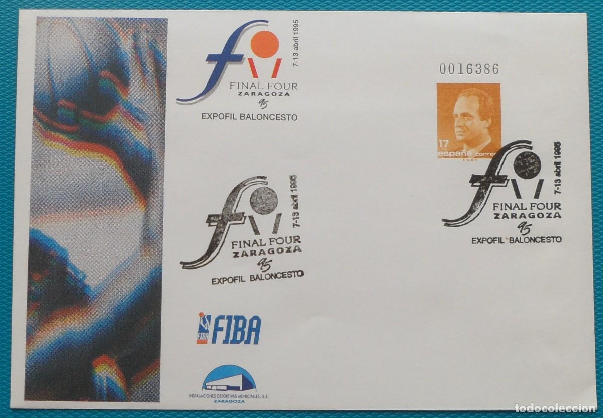 Sellos: 1995-ESPA&Ntilde;A-SOBRES ENTERO POSTALES-VER FOTO-N&ordm;26-EXPOFIL BALONCESTO-ZARAGOZA