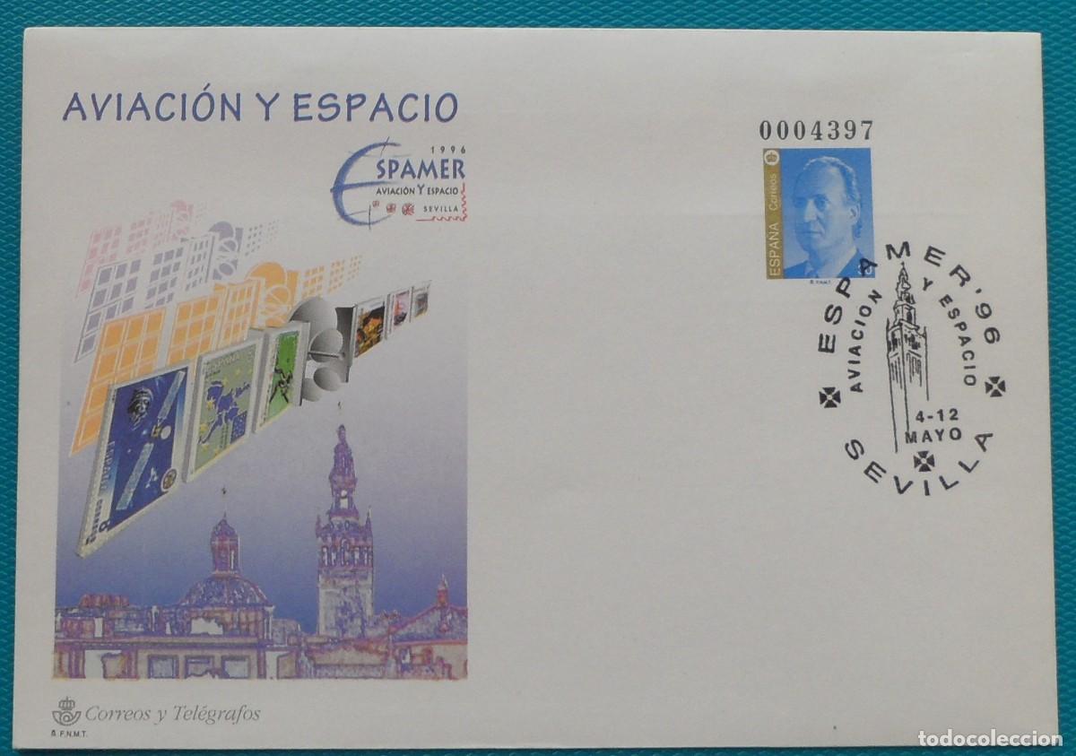 Sellos: 1996-ESPA&Ntilde;A-SOBRES ENTERO POSTALES-VER FOTO-N&ordm;34-AVIACION Y ESPACIO-SEVILLA