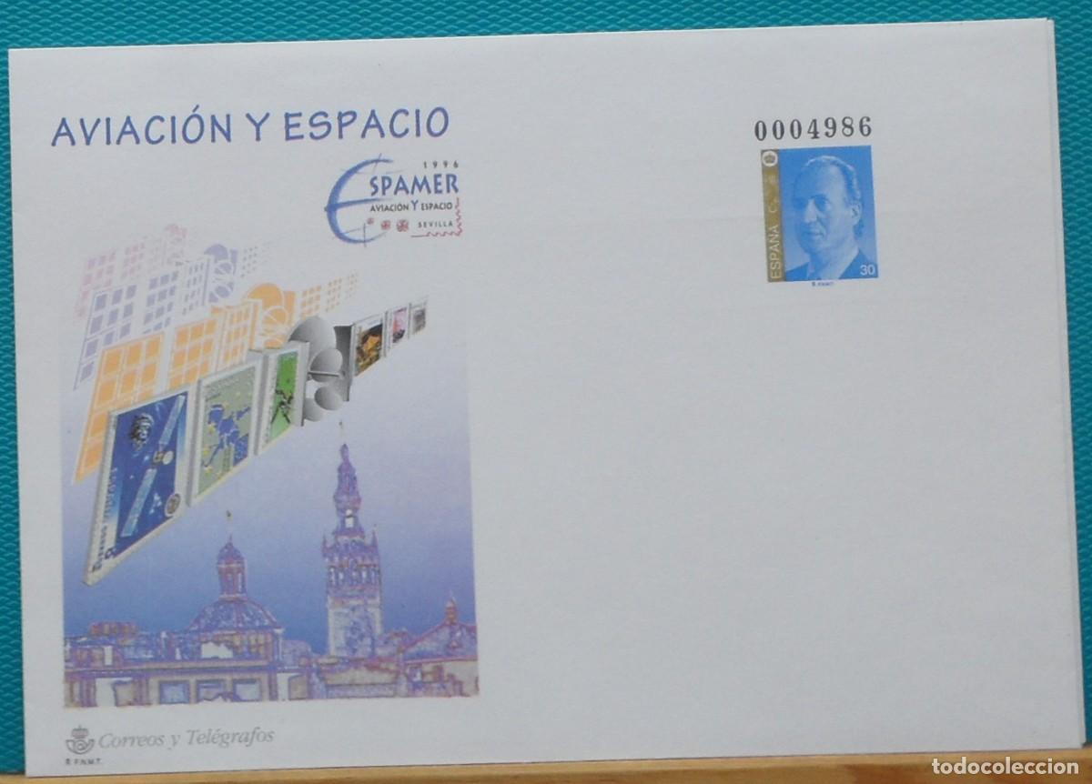 Sellos: 1996-ESPA&Ntilde;A-SOBRES ENTERO POSTALES-VER FOTO-N&ordm;34-AVIACION Y ESPACIO-SEVILLA