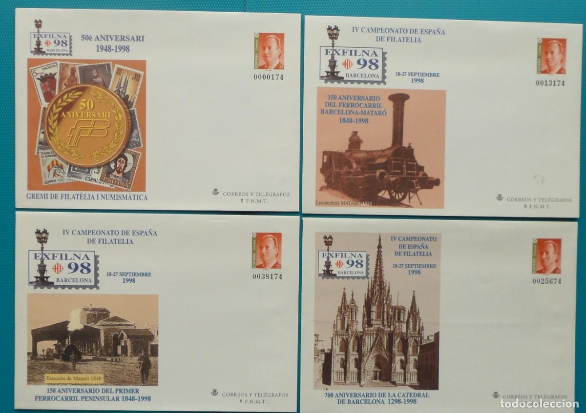 Sellos: 1998-ESPA&Ntilde;A-SOBRES ENTERO POSTALES-VER FOTO-N&ordm;48-EXFILNA 98-BARCELONA(4 SOBRES DIFERENTES)