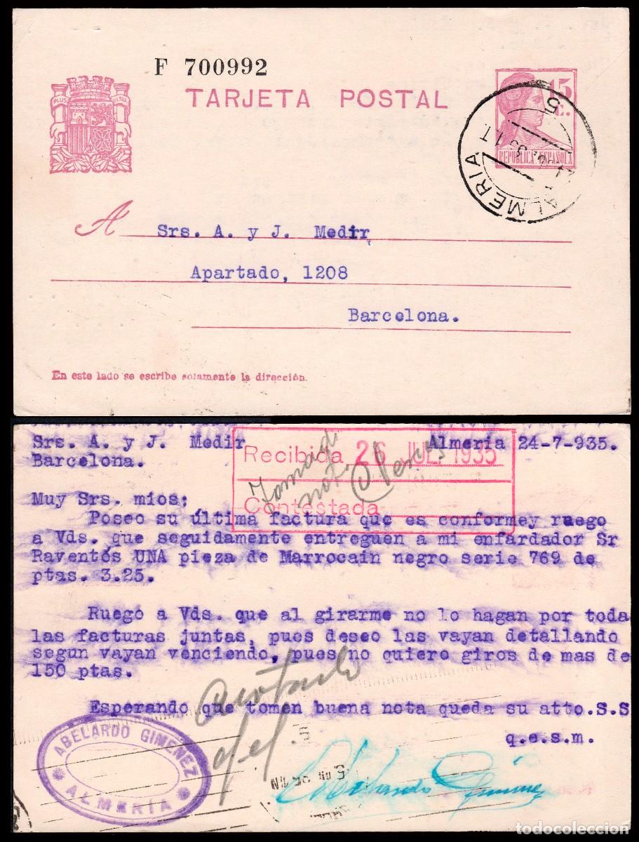 Sellos: Almer&iacute;a - Edi o EP 69 - Entero postal Mat &rdquo;Almer&iacute;a 24/7/35&rdquo;