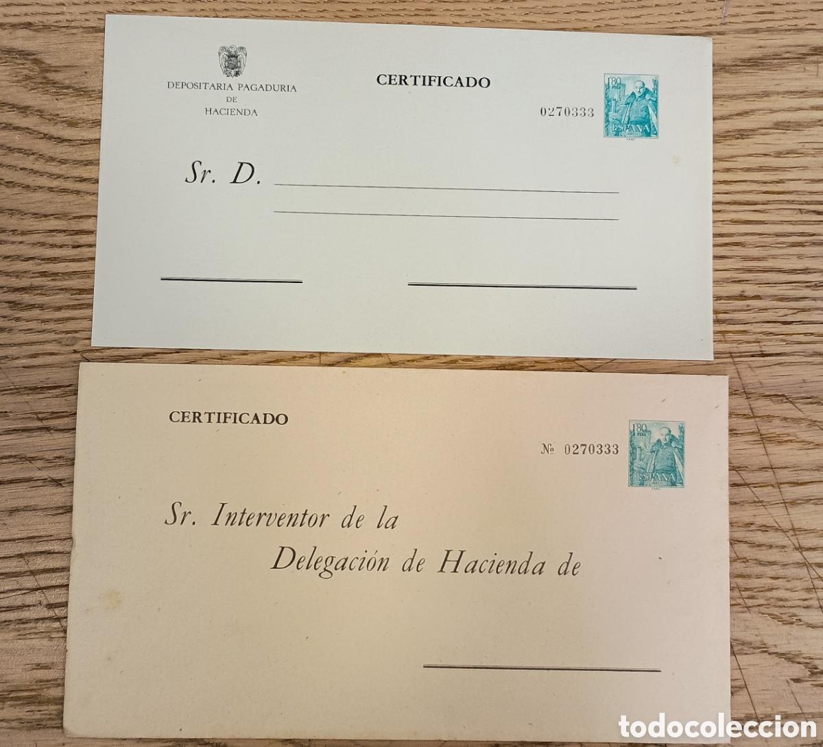 Sellos: ESPA&Ntilde;A 1958 - SOBRES ENTERO POSTALES DE LA ADMINISTRACI&Oacute;N P&Uacute;BLICA GIRO POSTAL TRIBUTARIO EDIFIL 6/7