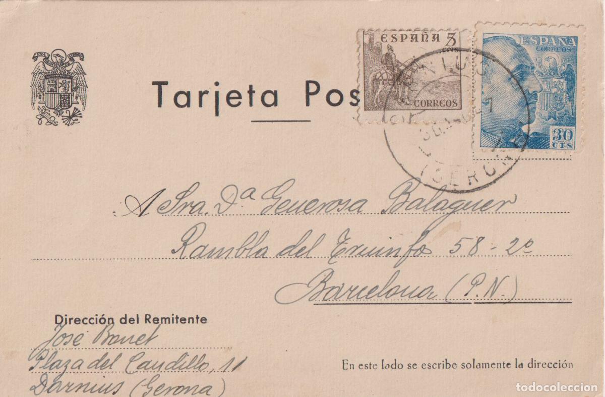 Sellos: ENTERO POSTAL CIRCULADO - DARNIUS A BARCELONA - 1947