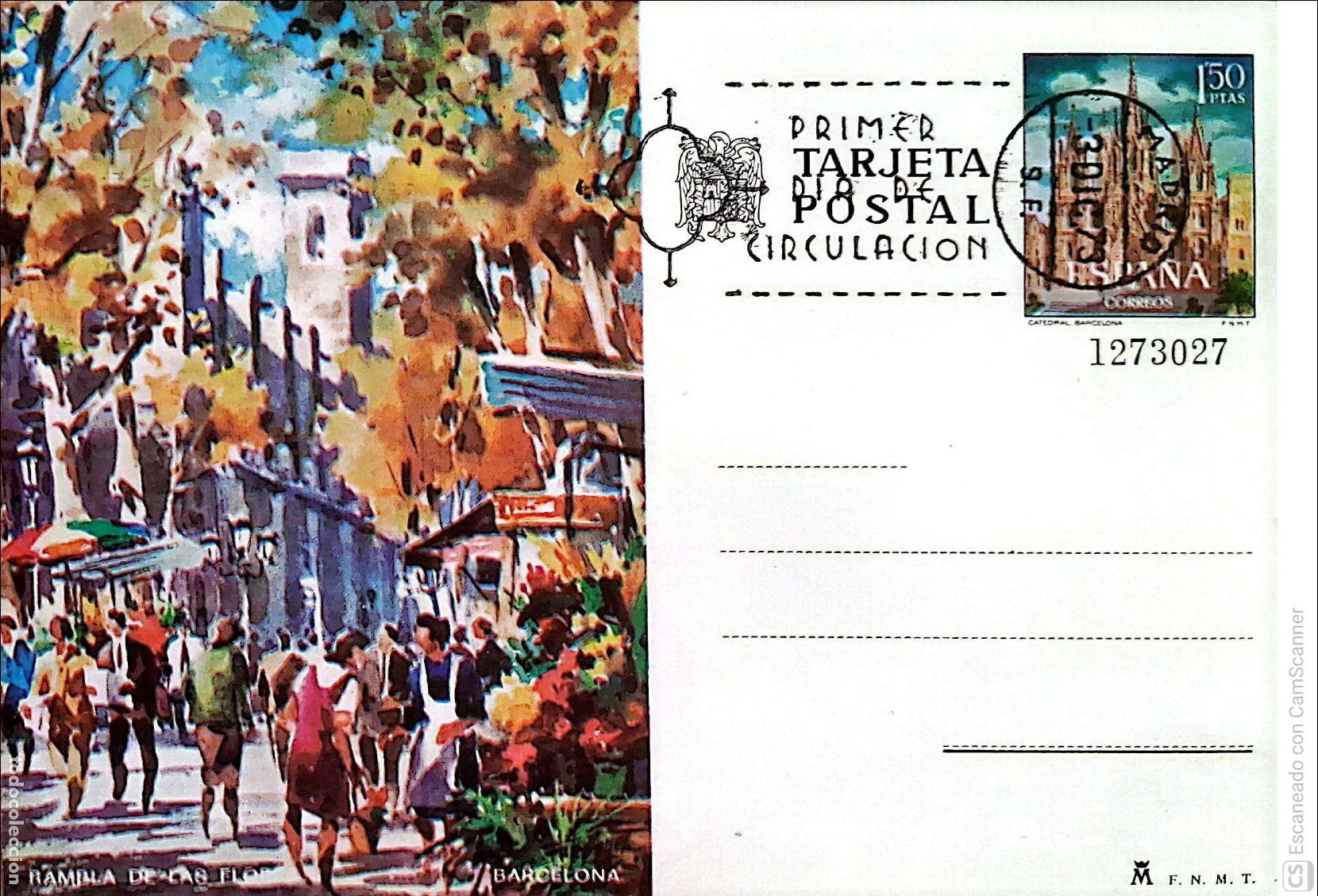 Sellos: Espa&ntilde;a. EP 101 Barcelona. Rambla de las Flores. 1973. Matasello Primer D&iacute;a. Numeraci&oacute;n Edifil