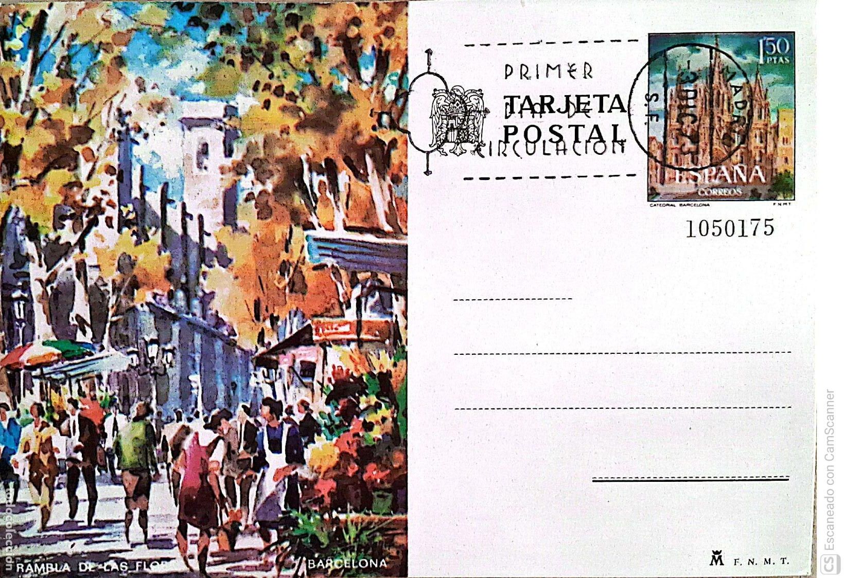 Sellos: Espa&ntilde;a. EP 101 Barcelona. Rambla de las Flores. 1973. Matasello Primer D&iacute;a. Numeraci&oacute;n Edifil