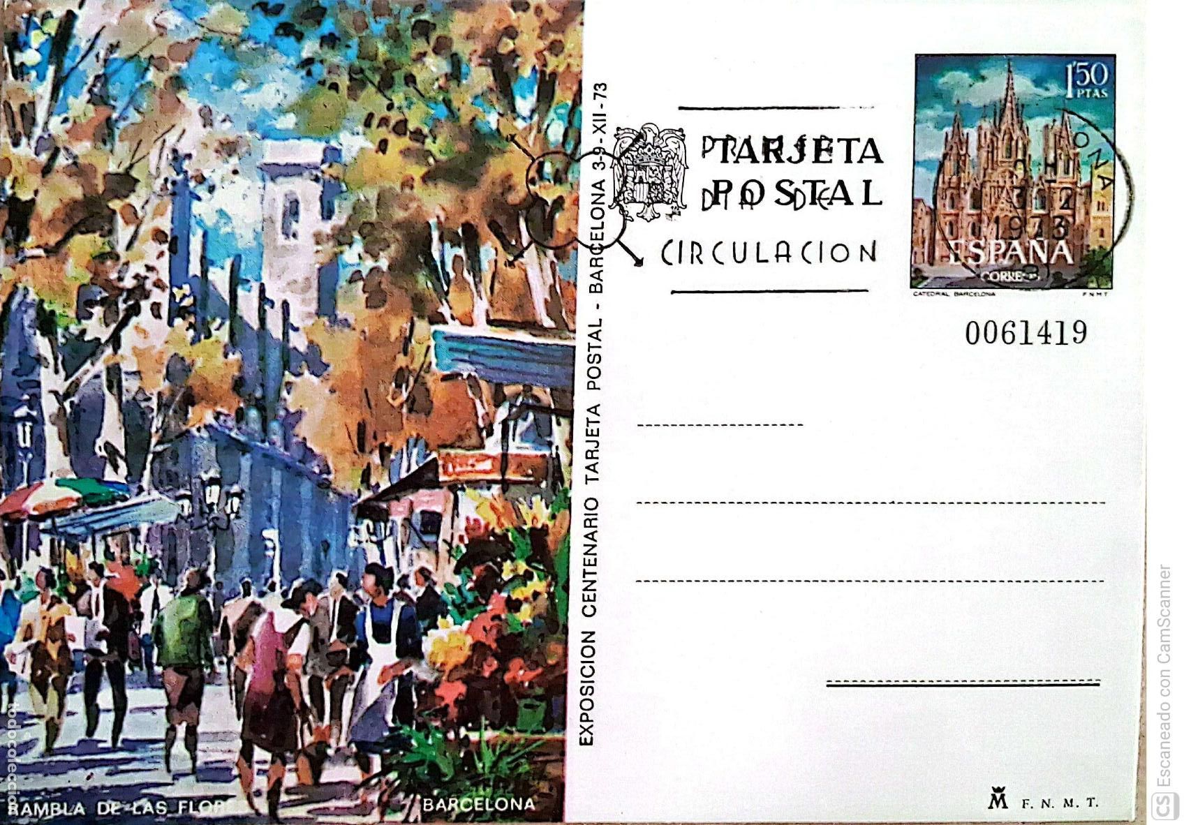 Sellos: Espa&ntilde;a. EP 101 Barcelona. Rambla de las Flores. 1973. Matasello Primer D&iacute;a. Numeraci&oacute;n Edifil