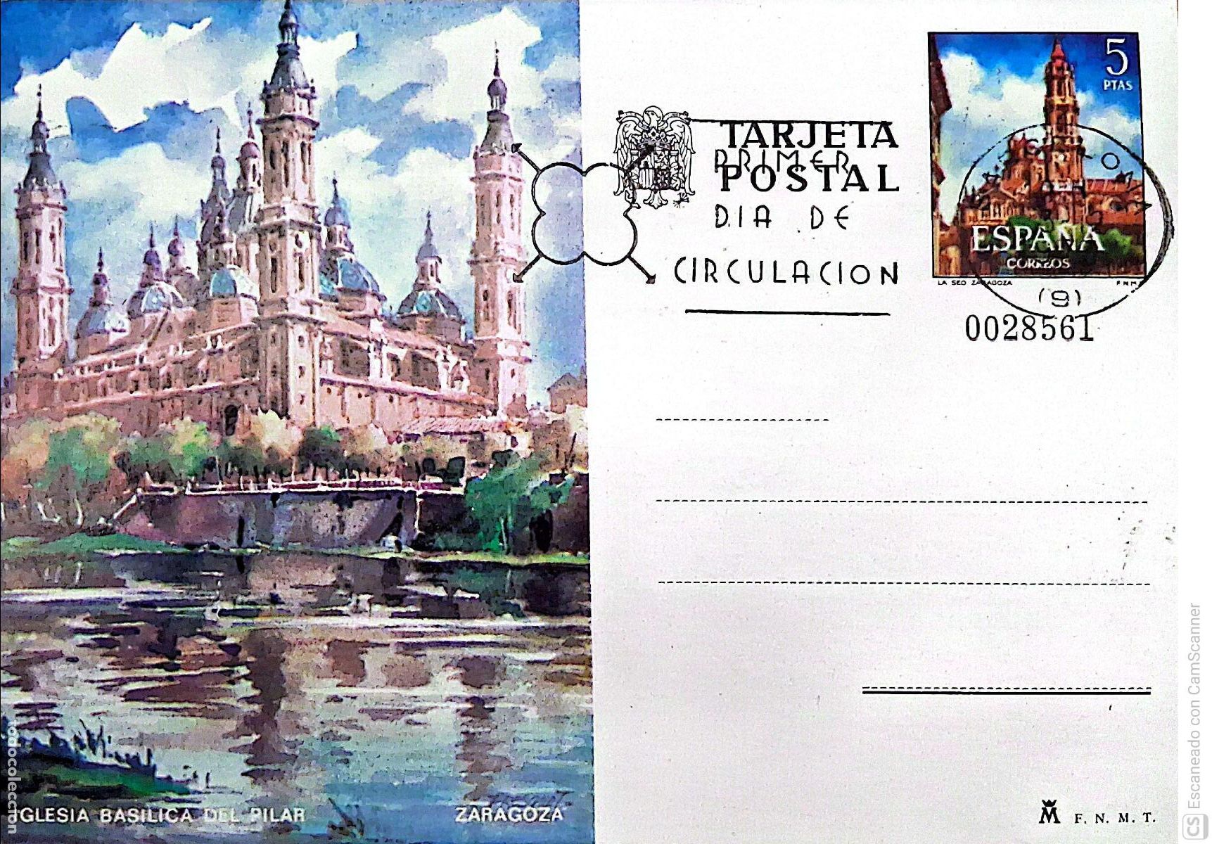 Sellos: Espa&ntilde;a. EP 104 Zaragoza: Iglesia Bas&iacute;lica del Pilar. 1973. Matasello Primer D&iacute;a. Numeraci&oacute;n Edifil
