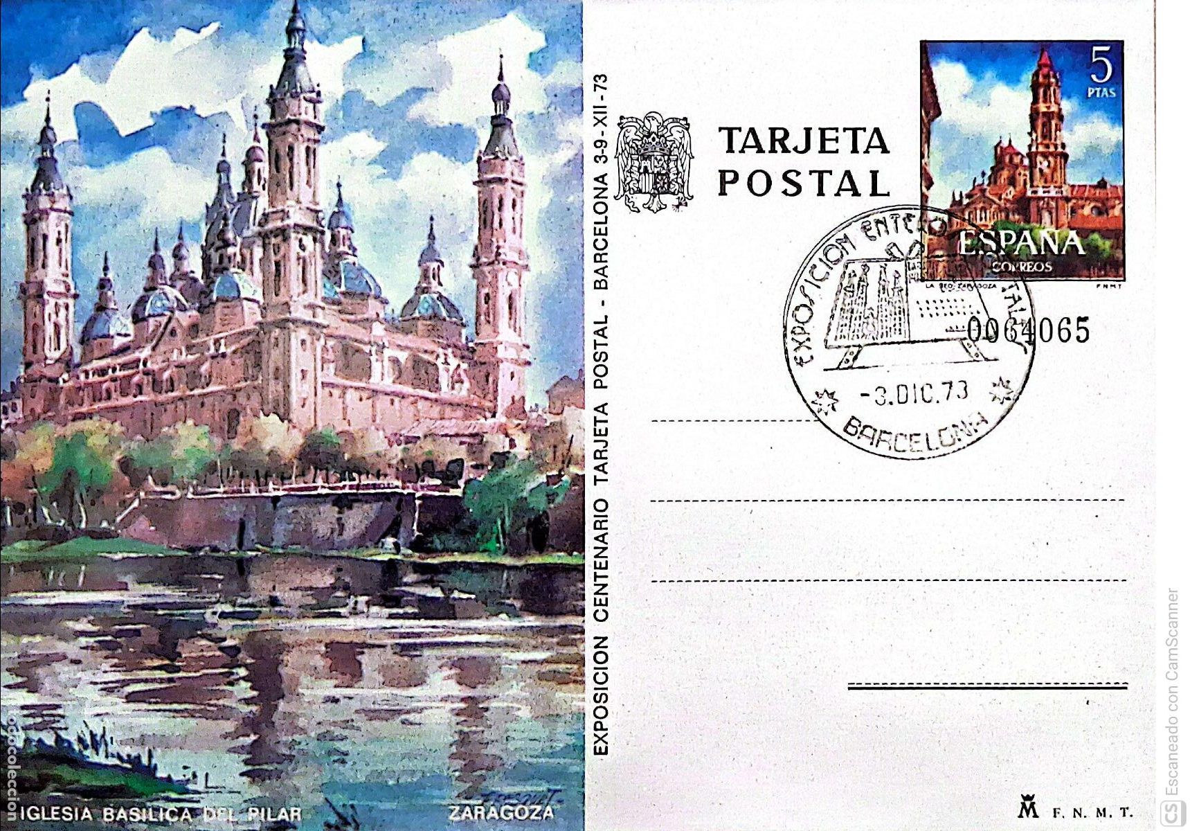 Sellos: Espa&ntilde;a. EP 104 Zaragoza: Iglesia Bas&iacute;lica del Pilar. 1973. Matasello: Exposici&oacute;n Enteros Postales. 3