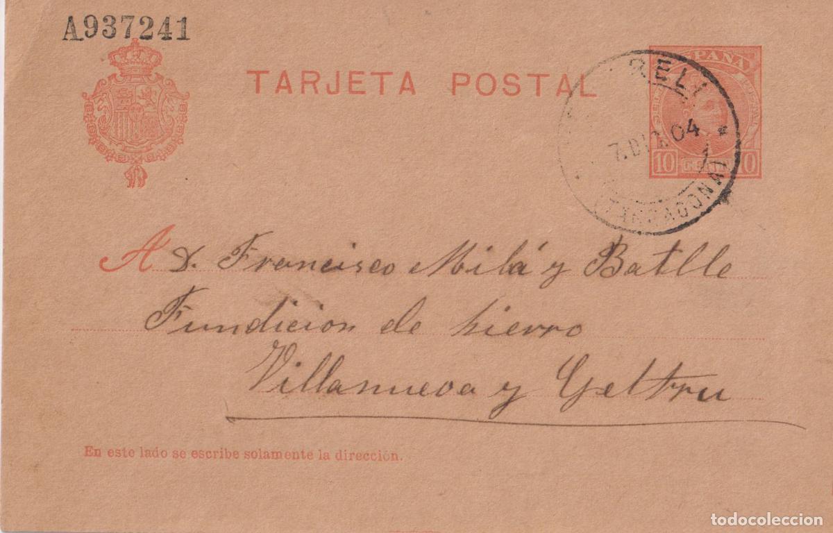 Sellos: ENTERO POSTAL CIRCULADO &ndash; VENDRELL A VILANOVA I LA GELTRU &ndash; 1904