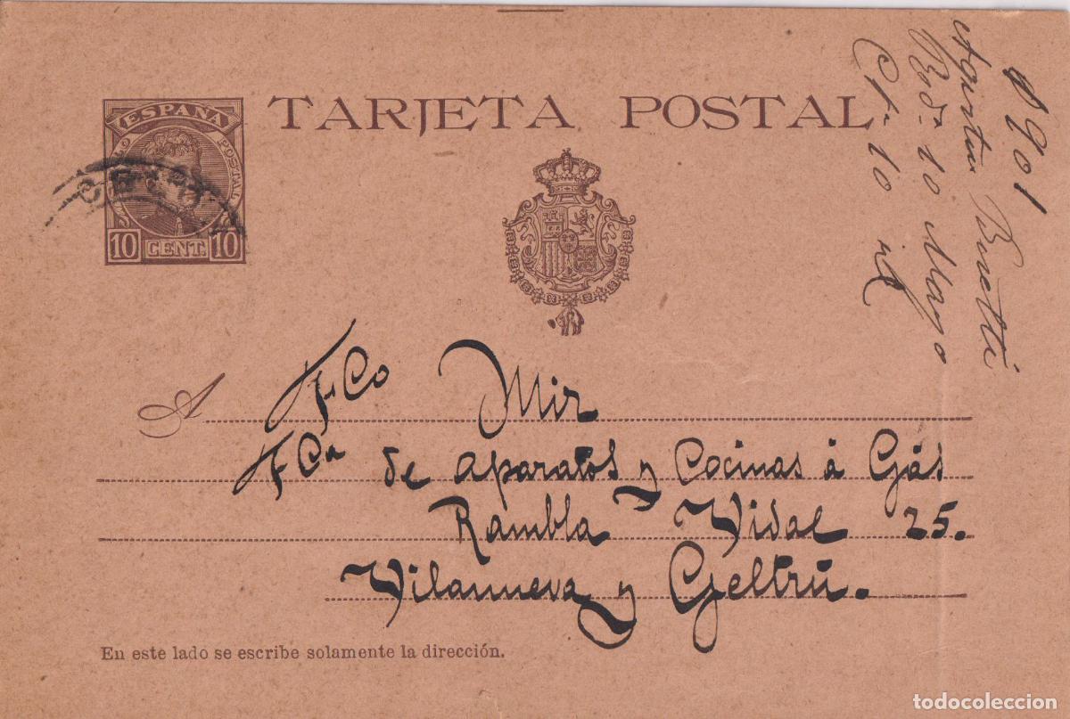 Sellos: ENTERO POSTAL CIRCULADO &ndash; BARCELONA A VILANOVA I LA GELTRU &ndash; 1901