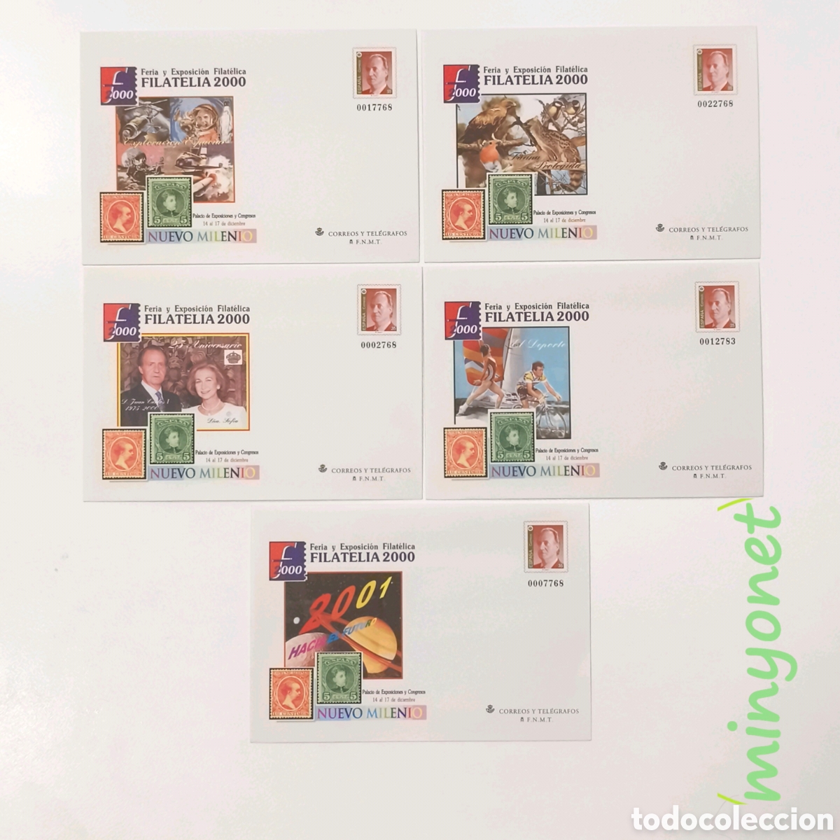 Sellos: 5 sobres Entero postales 67 de 2000 - Filat&eacute;lia 2000