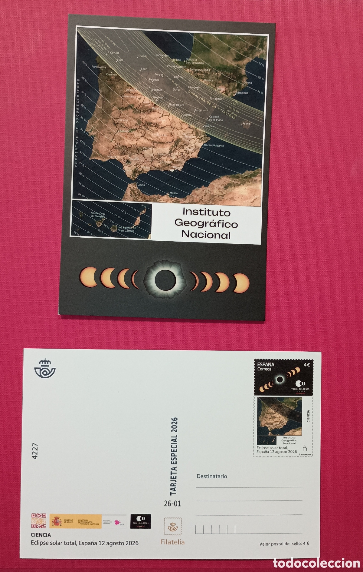 Sellos: ESPA&Ntilde;A 2026 - TARJETA ESPECIAL - CIENCIA - ECLIPSE TOTAL SOLAR 12 DE AGOSTO