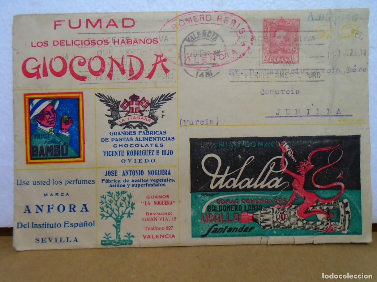 Sellos: SOBRE ENTERO POSTAL DE INICIATIVA PRIVADA,VAQUER 25 CTS.ROJO,CIRCULADO A JUMILLA 1929.